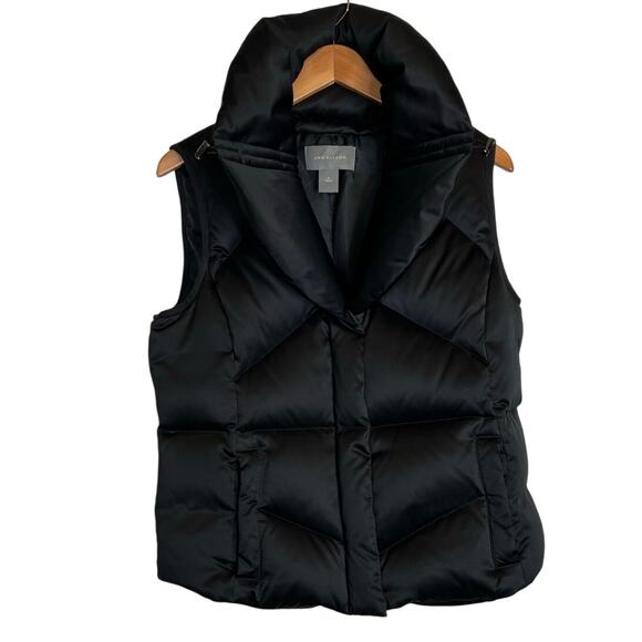 ANN TAYLOR Down Puffer Vest Quilted Sleeveless in Black Women’s Medium - Picture 2 of 11
